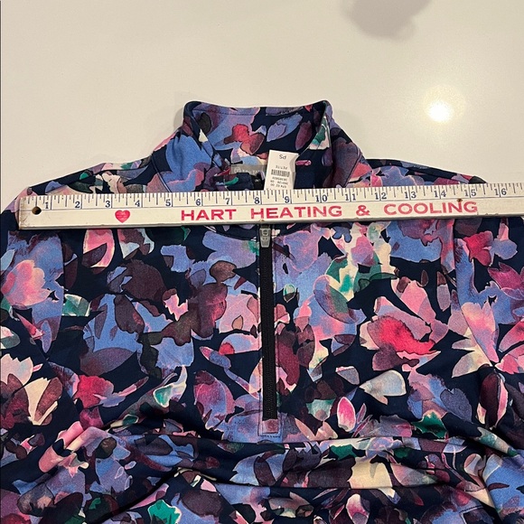 NWT Talbots Navy and Pink Floral Quarter-Zip Pullover. Size Petite Small - Picture 9 of 15